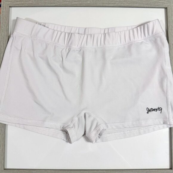 Intensity White Spandex Athletic Shorts | Sz Large | 2.5" Inseam | Elastic Waist - Picture 1 of 6